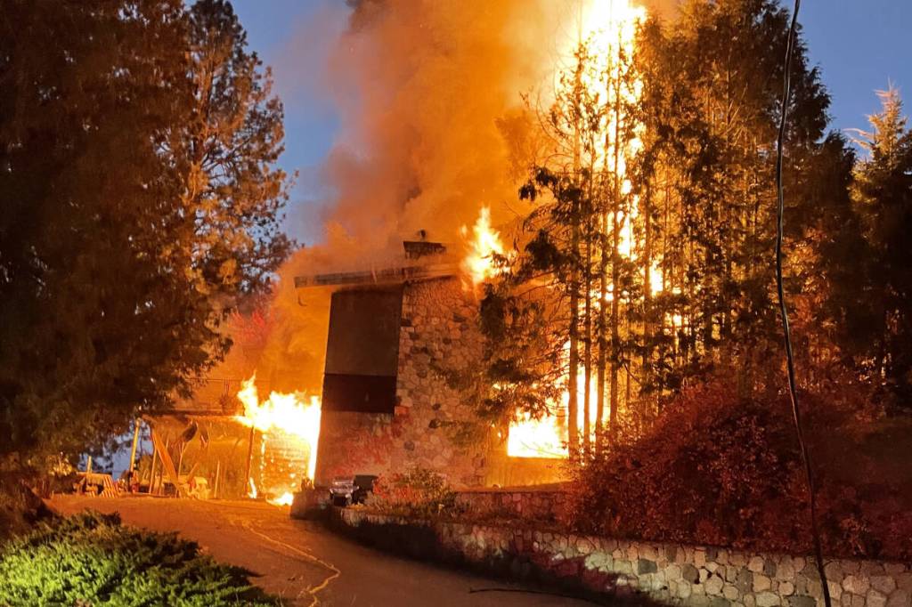 Fire destroyed a home in the 600 block of 11th Street on Oct. 18. (Castlegar Fire Department)
